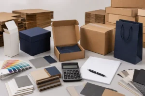 Custom packaging cost comparison with boxes, paper bags, materials and calculator