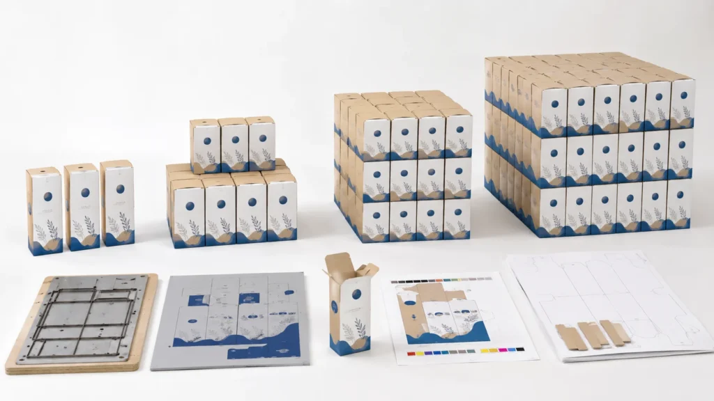 Custom box order quantities showing how higher volume reduces unit cost