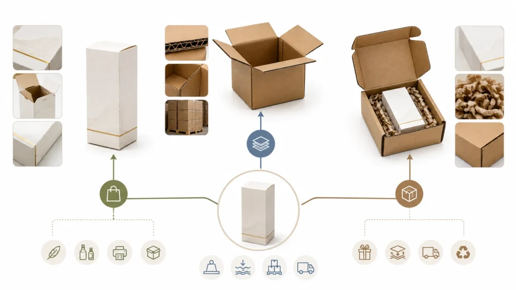 Decision guide for choosing paperboard, corrugated boxes or both based on packaging requirements