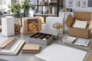 Paper food packaging boxes for cookies, bakery products, chocolate, frozen food and e-commerce food products